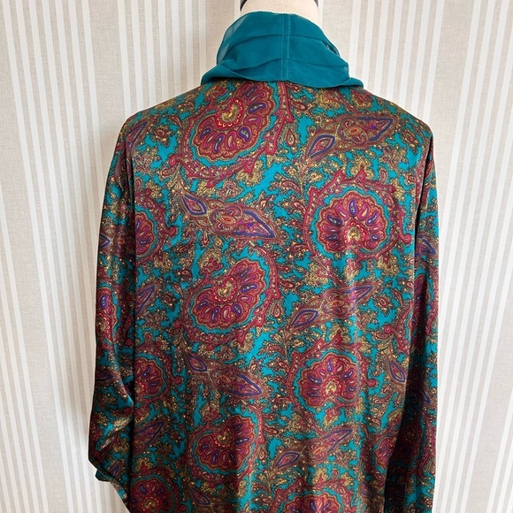 Victoria's Secret Vintage Gold Label Turquoise  Paisley Robe Size Medium - Picture 6 of 11